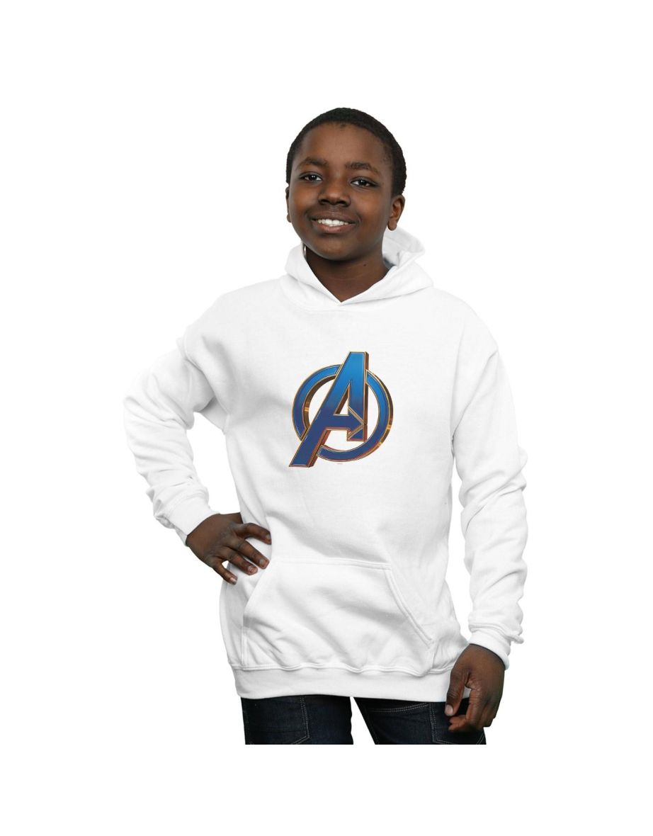 Marvel Boys Avengers Endgame Heroic Logo Hoodie - White