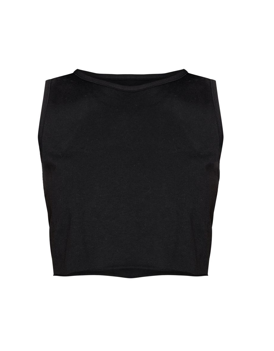 Petite Black Sleeveless Raw Edge Tank Top - 4