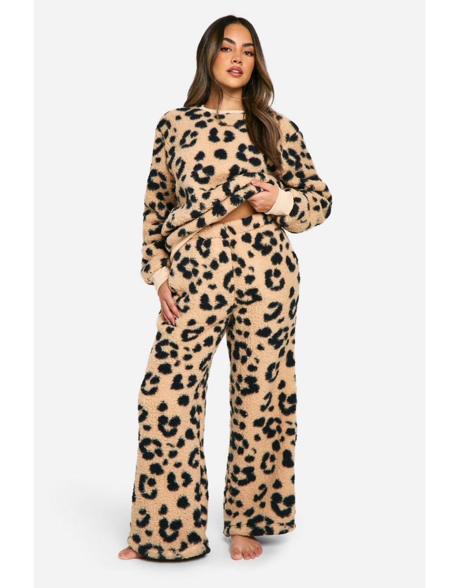 Leopard Jumper And Wide Leg Lounge Set - leopard