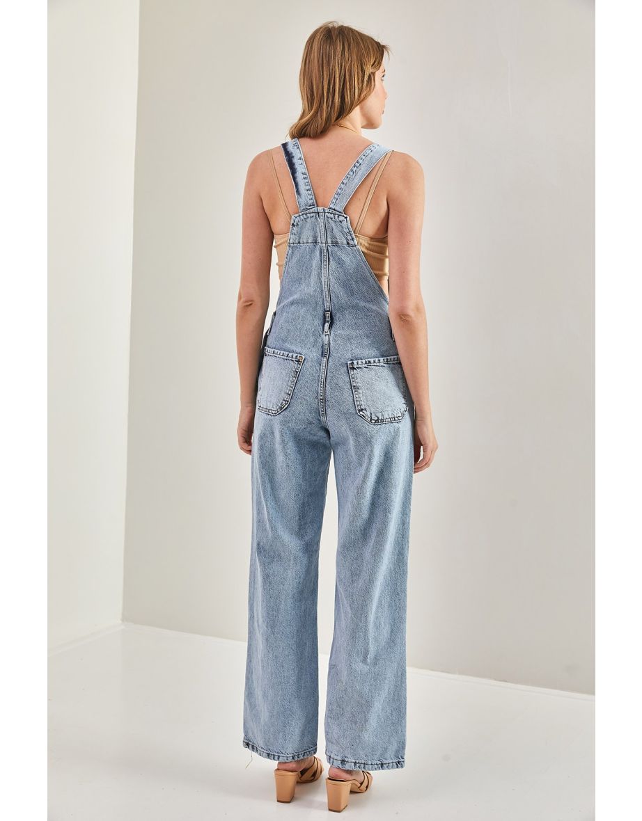 Women's Long Jeans With Straps, Bag Pocket and Long Jeans. - 4