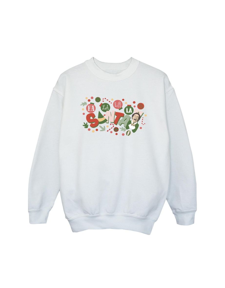Elf Girls Santa Fa La La Sweatshirt - White