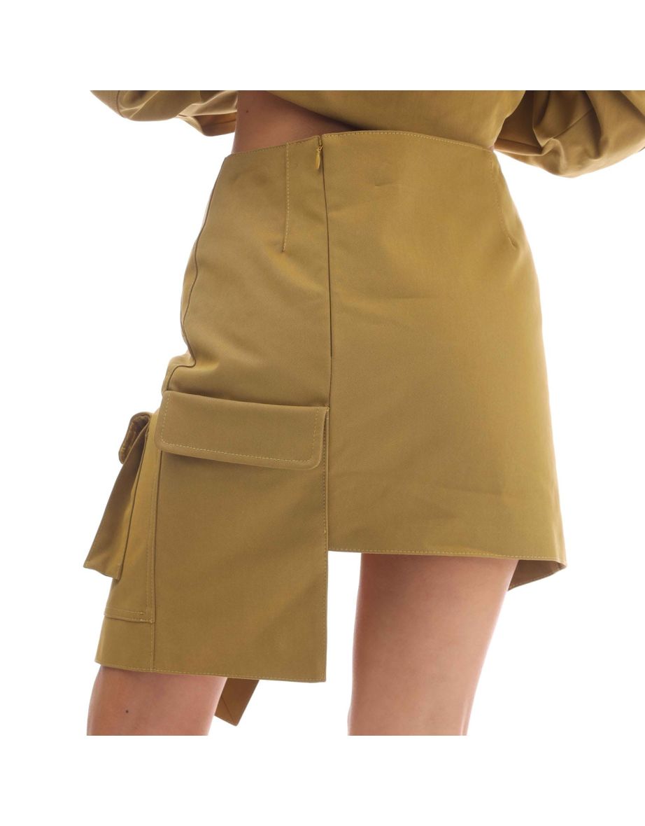 Women's Off White Multi-Pocket Cargo Skirt in Green - 2