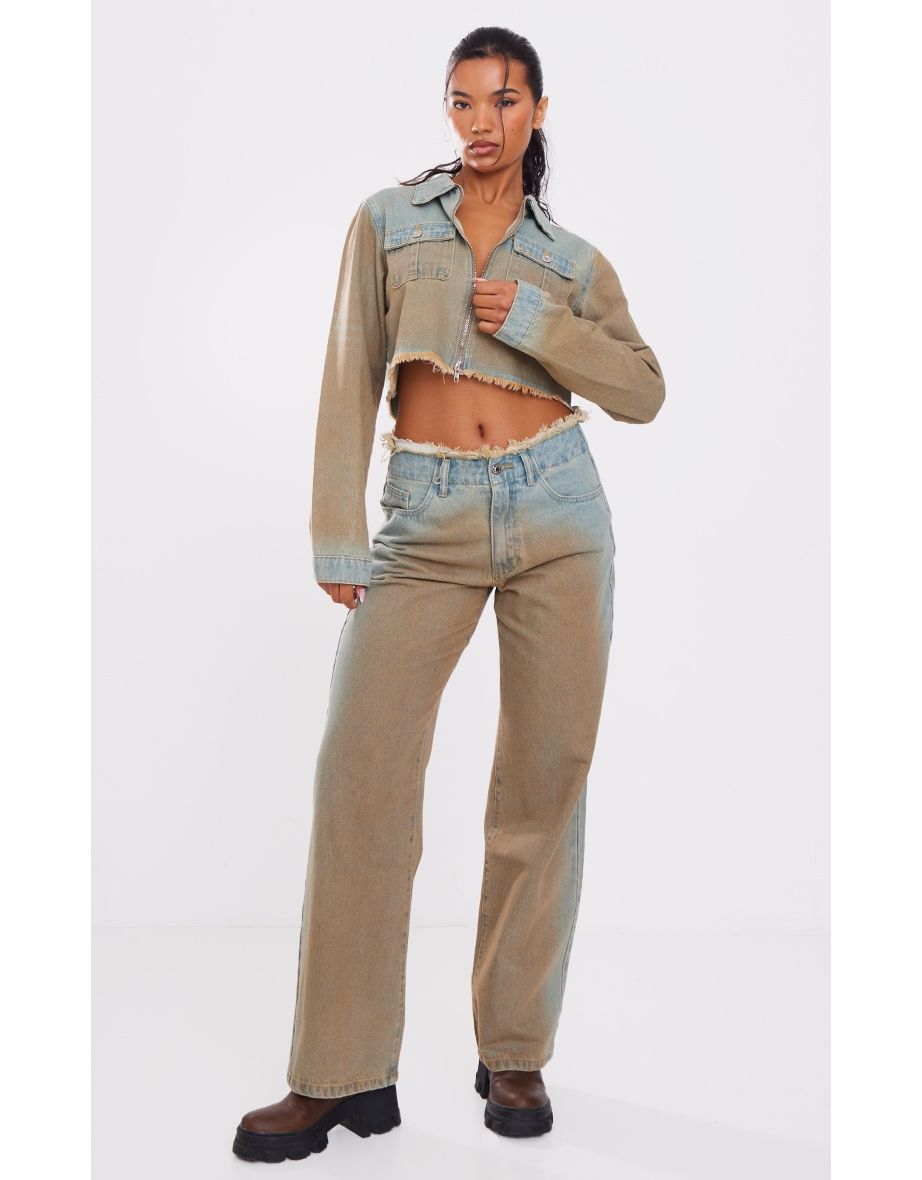 Frayed hot sale waist jeans