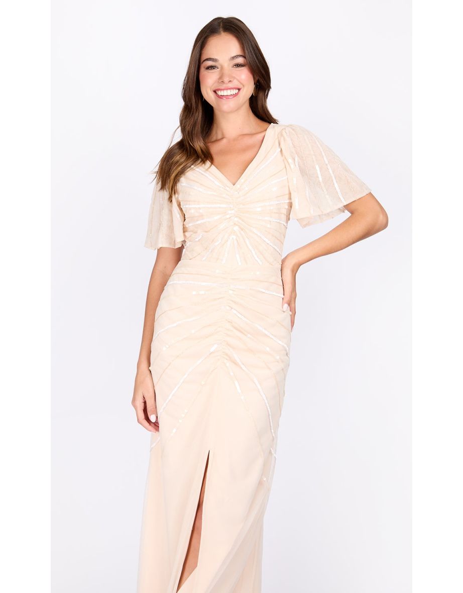 Nude Embellished Maxi Dress - 3