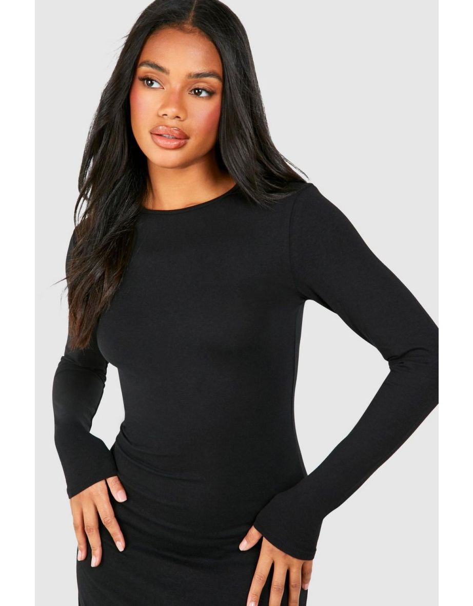 Premium Super Soft Long Sleeve Bodycon Maxi Dress - black - 3