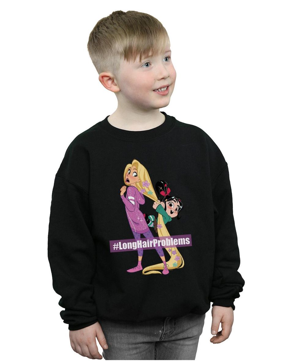 Disney Boys Wreck It Ralph Rapunzel And Vanellope Sweatshirt - Black