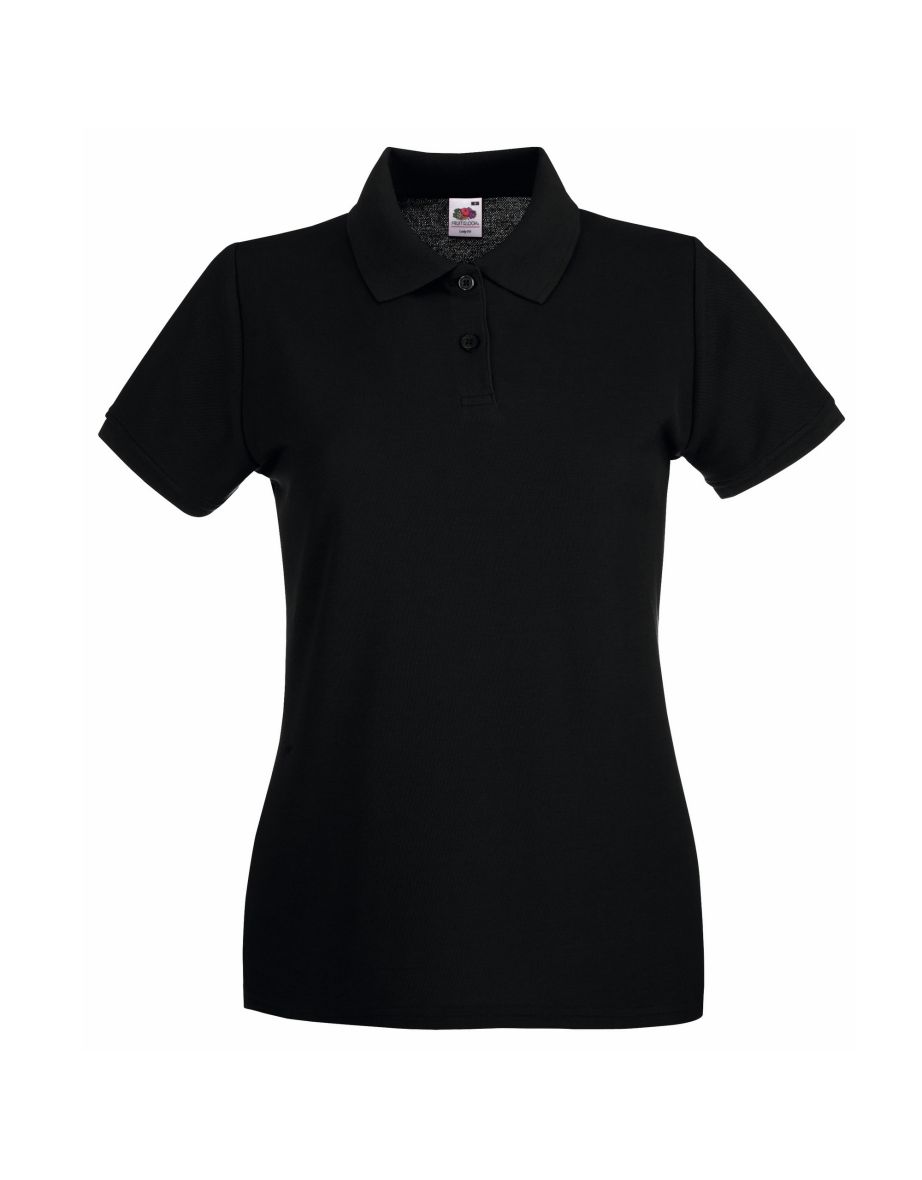 Fruit Of The Loom Ladies Lady-Fit Premium Short Sleeve Polo Shirt - Black