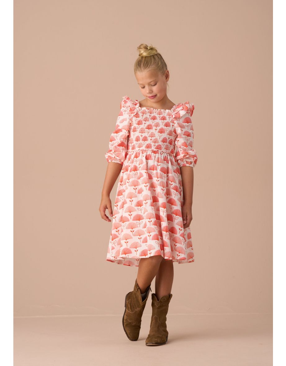 Lola Pink Ruffle Shoulder Print Dress