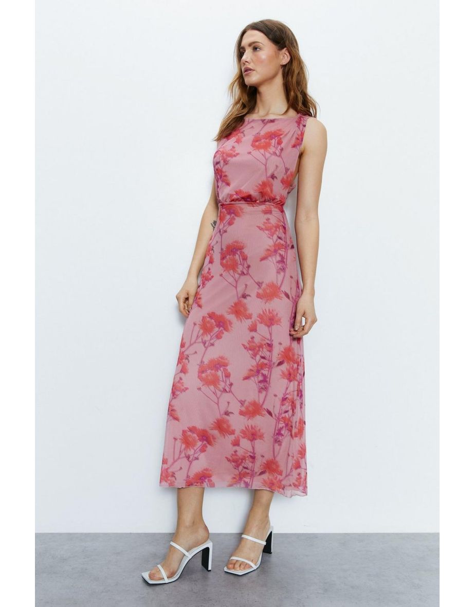 Open Back Floral Midi Dress - 2