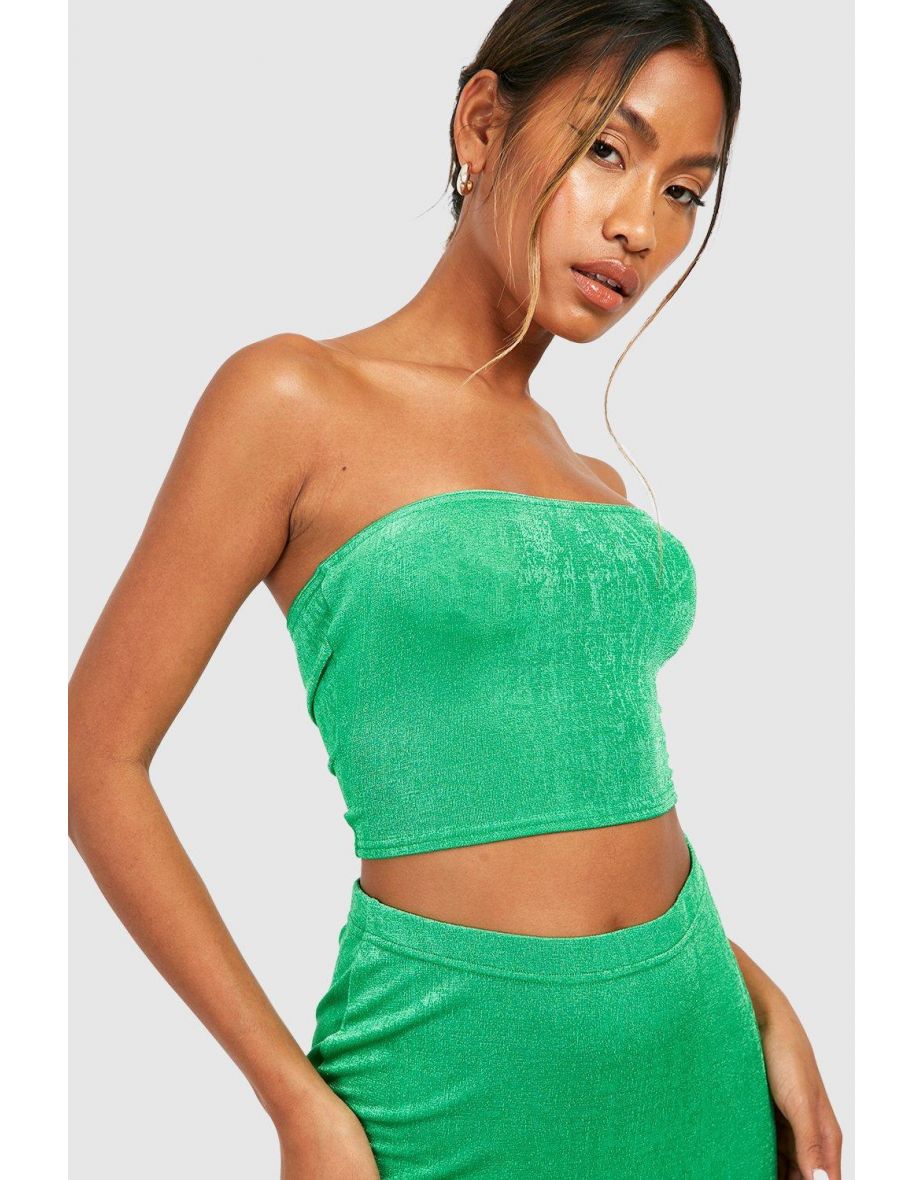 Acetate Slinky Bandeau & Low Rise Maxi Skirt - bright green - 3