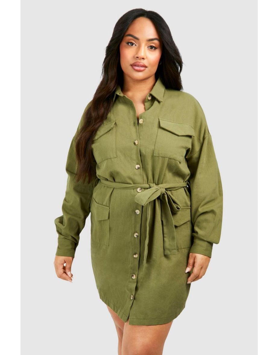 Khaki utility shirt dress hotsell