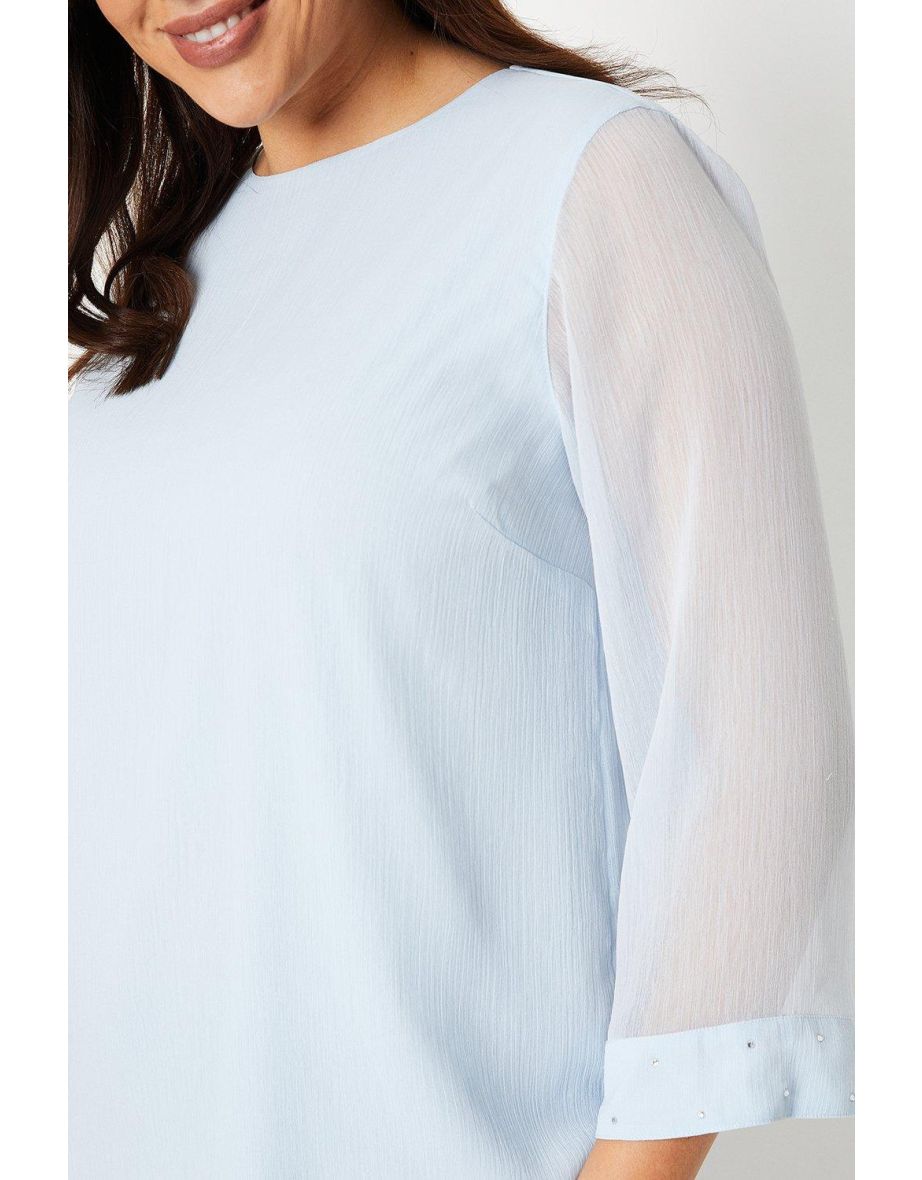 Curve 3/4 Sleeve Hotfix Cuff Overlay Top - 3
