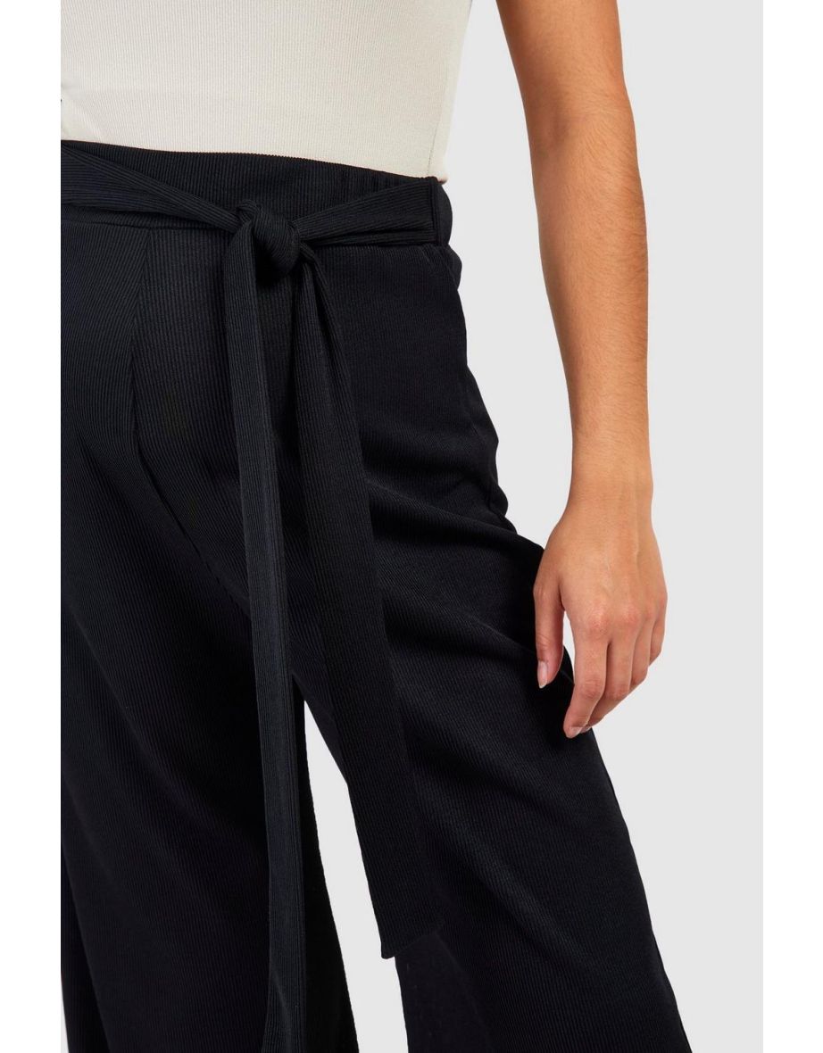 Maternity Belted Rib Culottes - black - 3