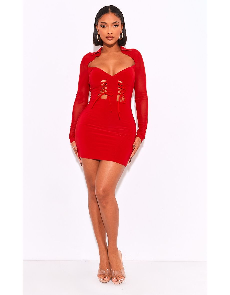 Plt red shop bodycon dress