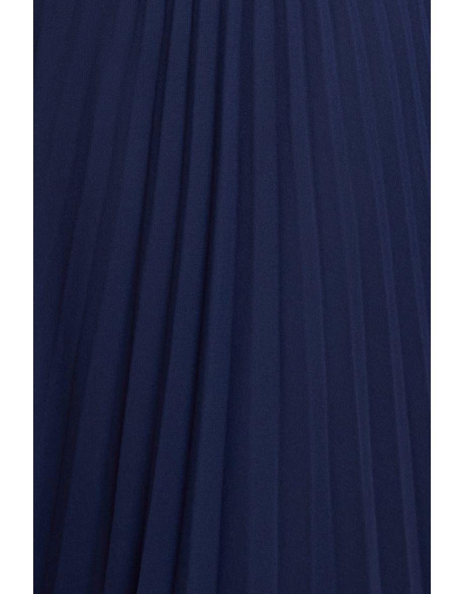 Goddiva Balloon Sleeve Chiffon Maxi Dress - Navy Blue - 4
