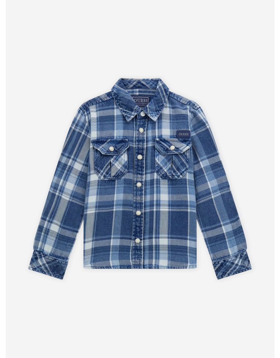 Guess Boys Cotton Twill Shirt in White