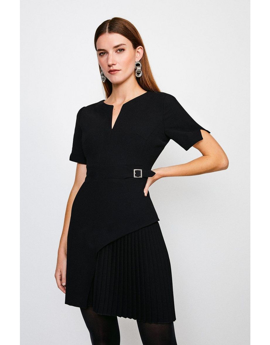 Tailored Military Pleat Short Sleeve Dress