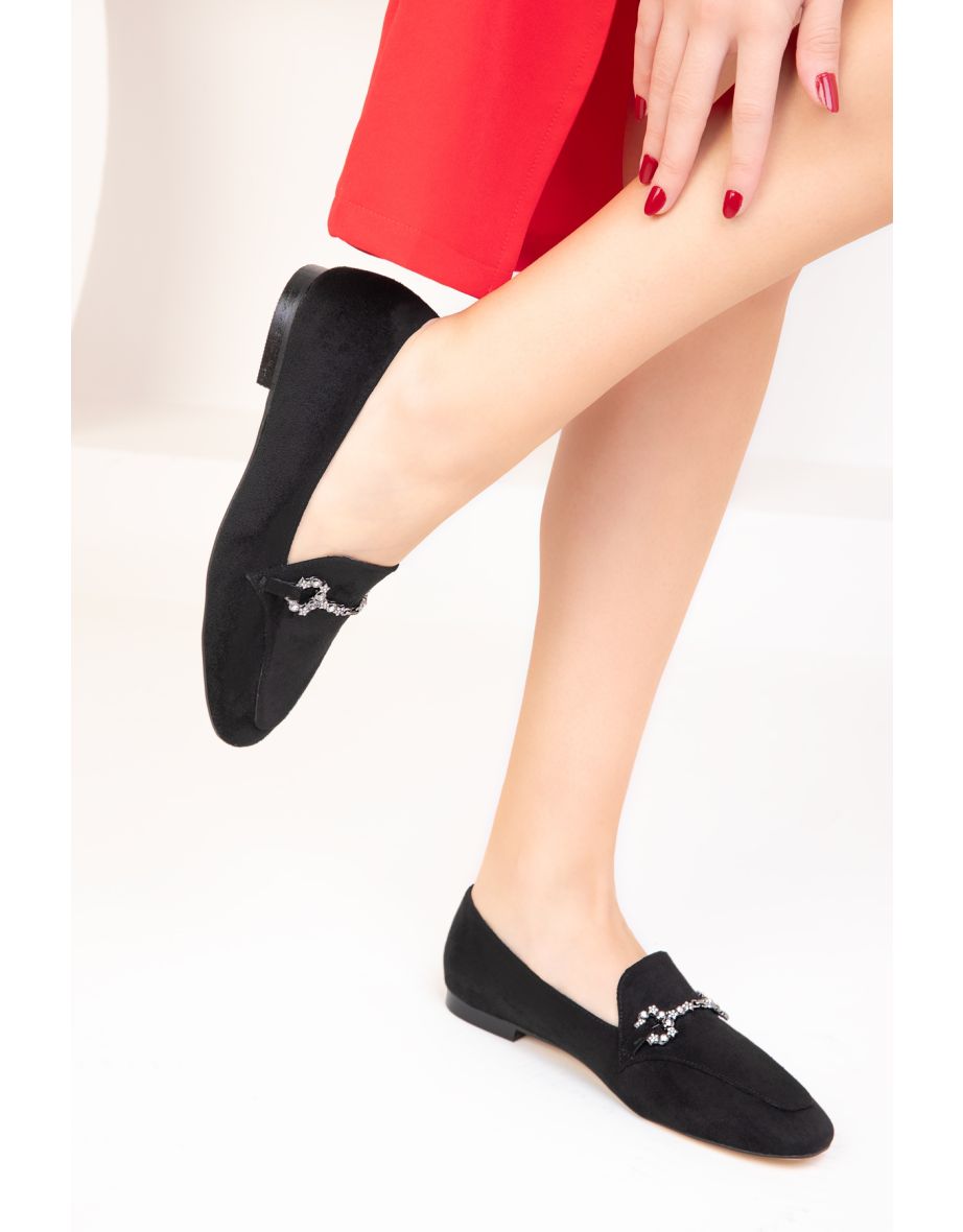Black Suede Women's Ballerinas - 4