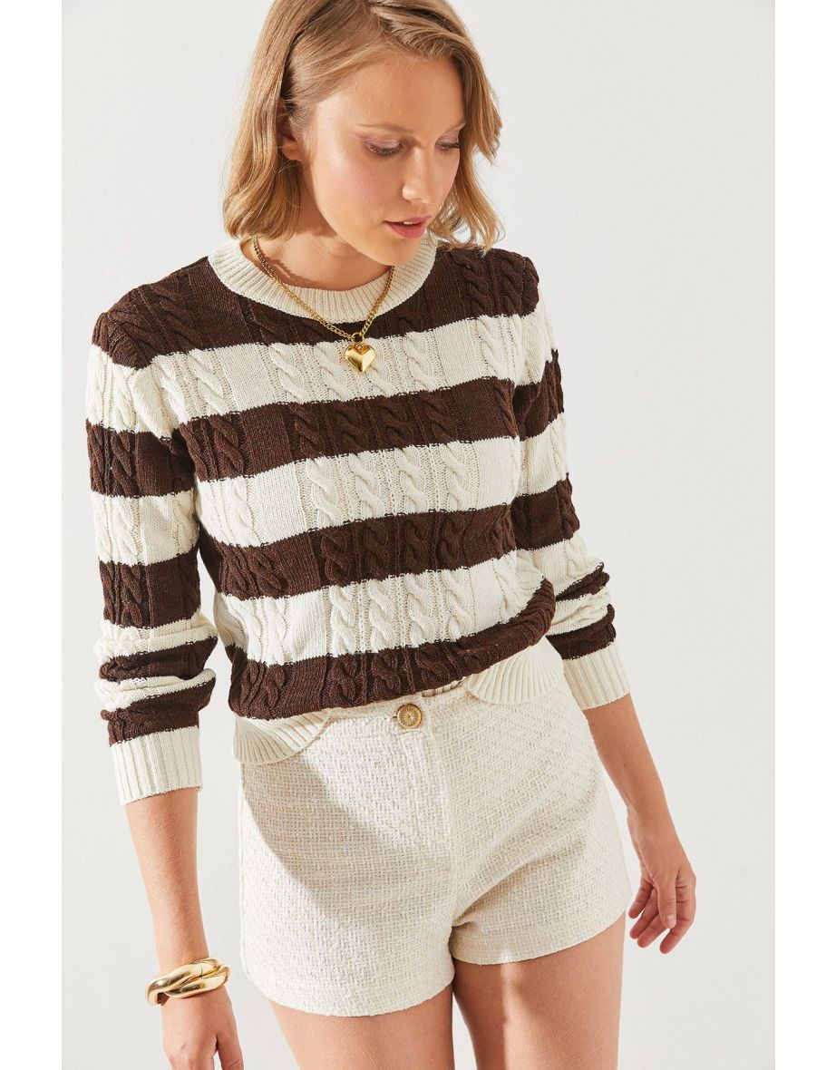 Women's Striped Crew Neck Sweater