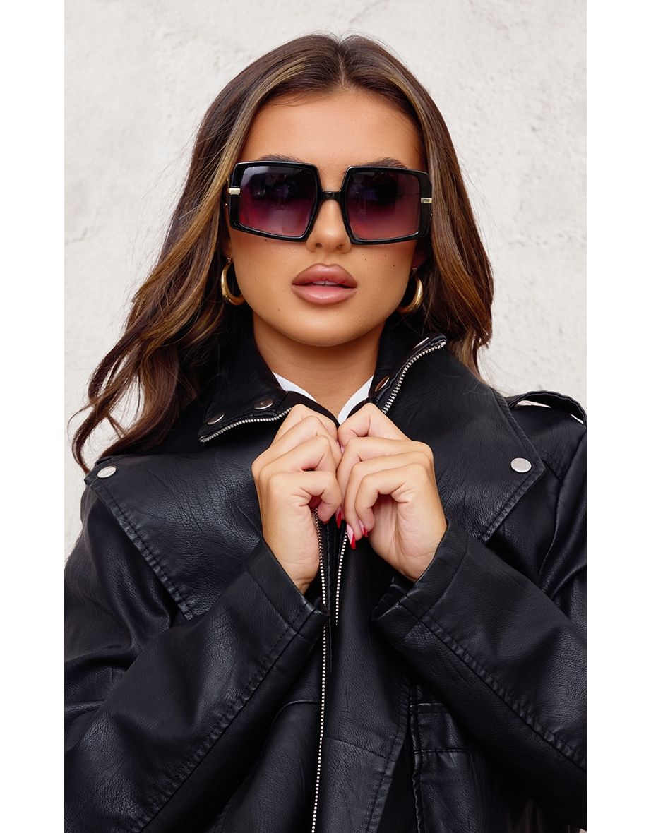 Black Oversized Square Lens Sunglasses