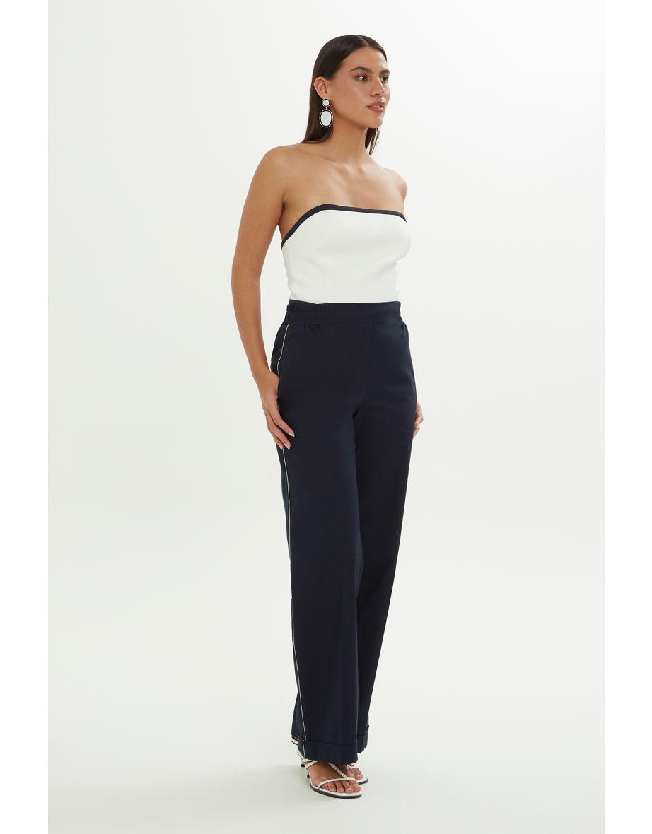 Navy Pants with Chain Trim Detail