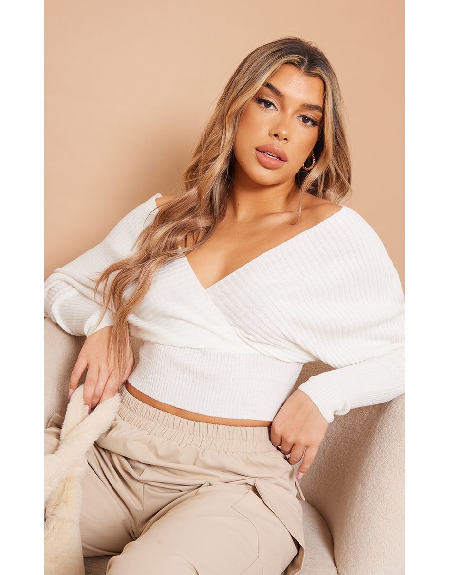 Wrap off the shoulder jumper new arrivals