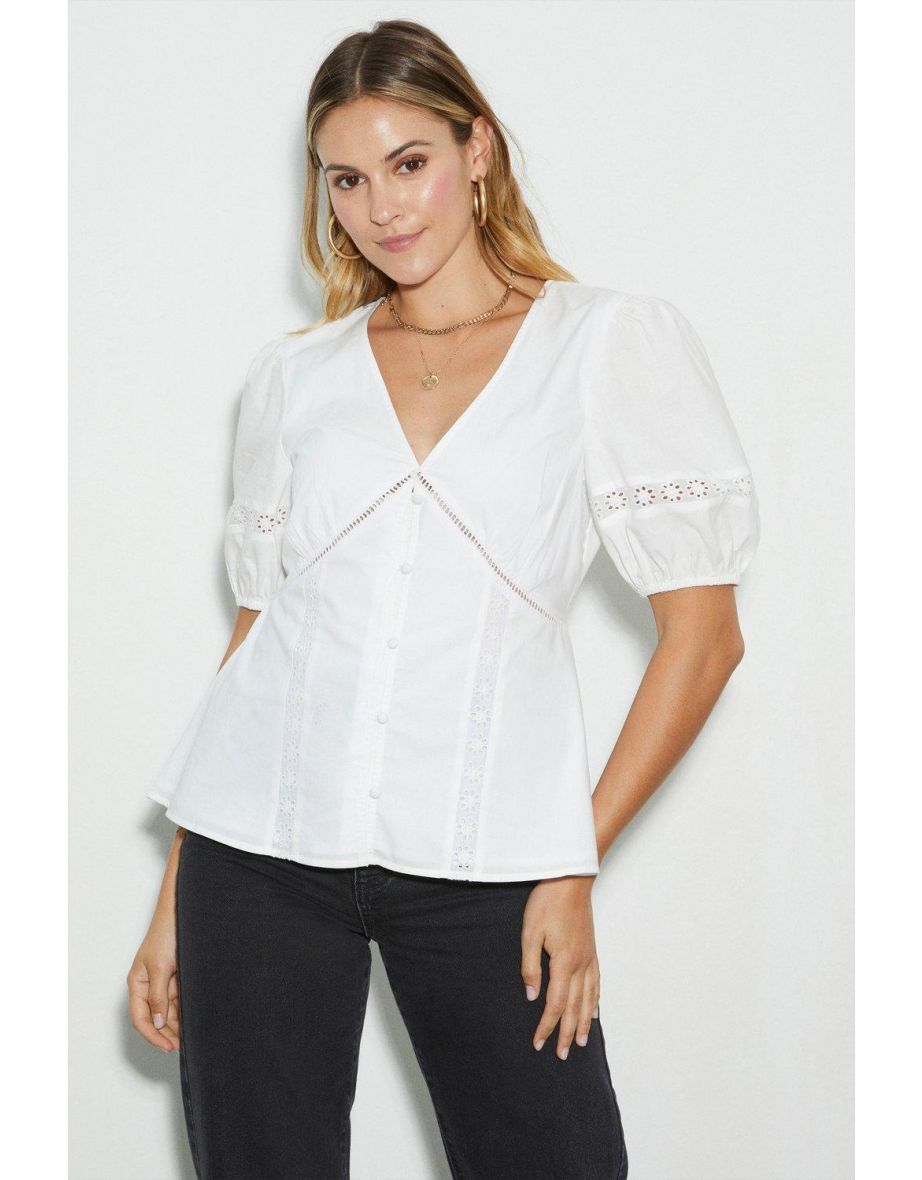 White Trim Tea Blouse