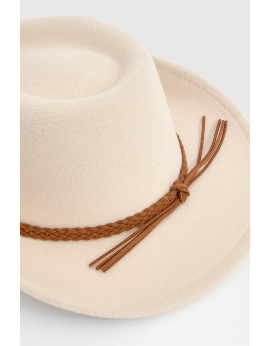 Plaited Detail Western Cowboy Hat - ivory - 2