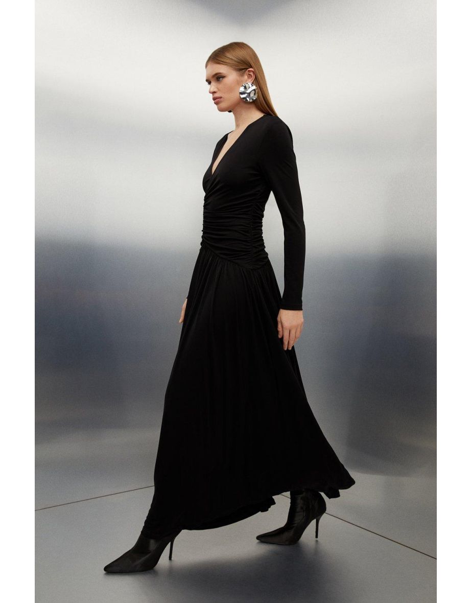 Premium Viscose Jersey Ruched Maxi Dress - 2