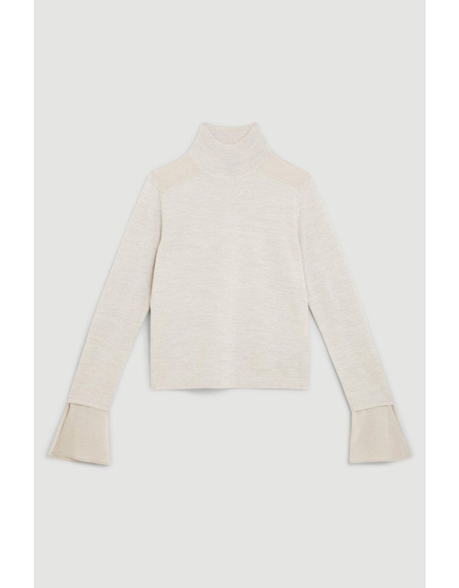 Merino Wool Silk Cuff Knit Jumper - 3