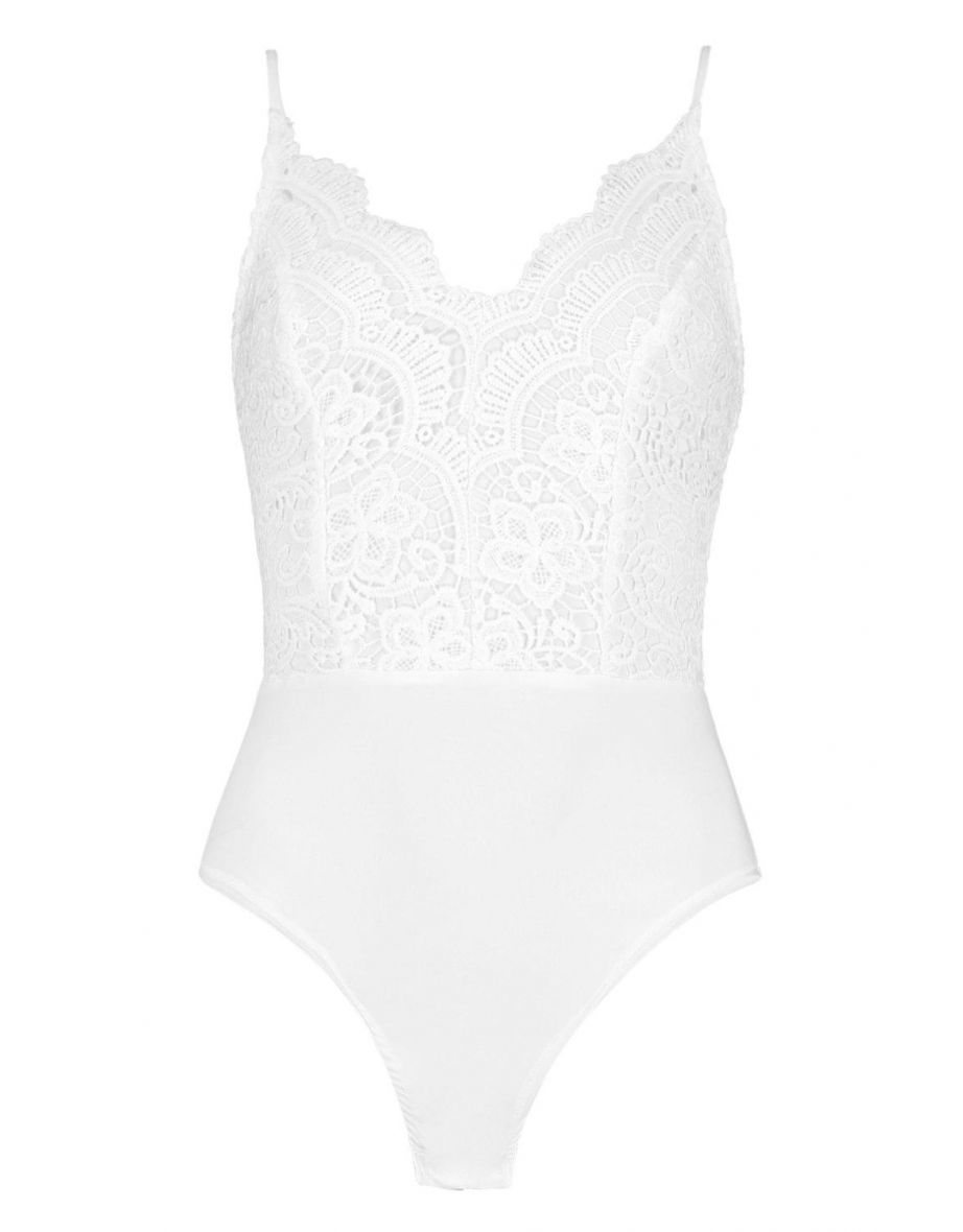 Premium Lace Bodysuit - white - 1