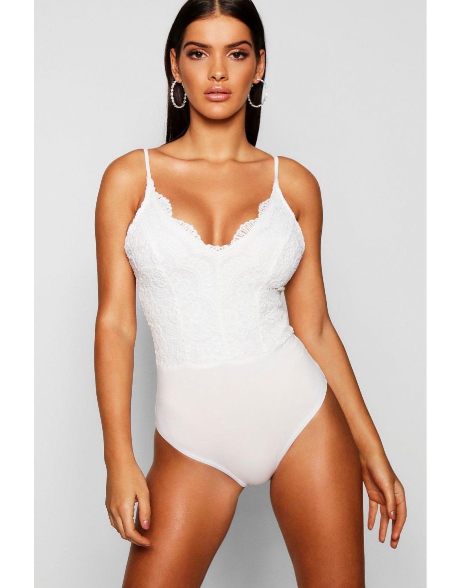 Premium Lace Bodysuit - white