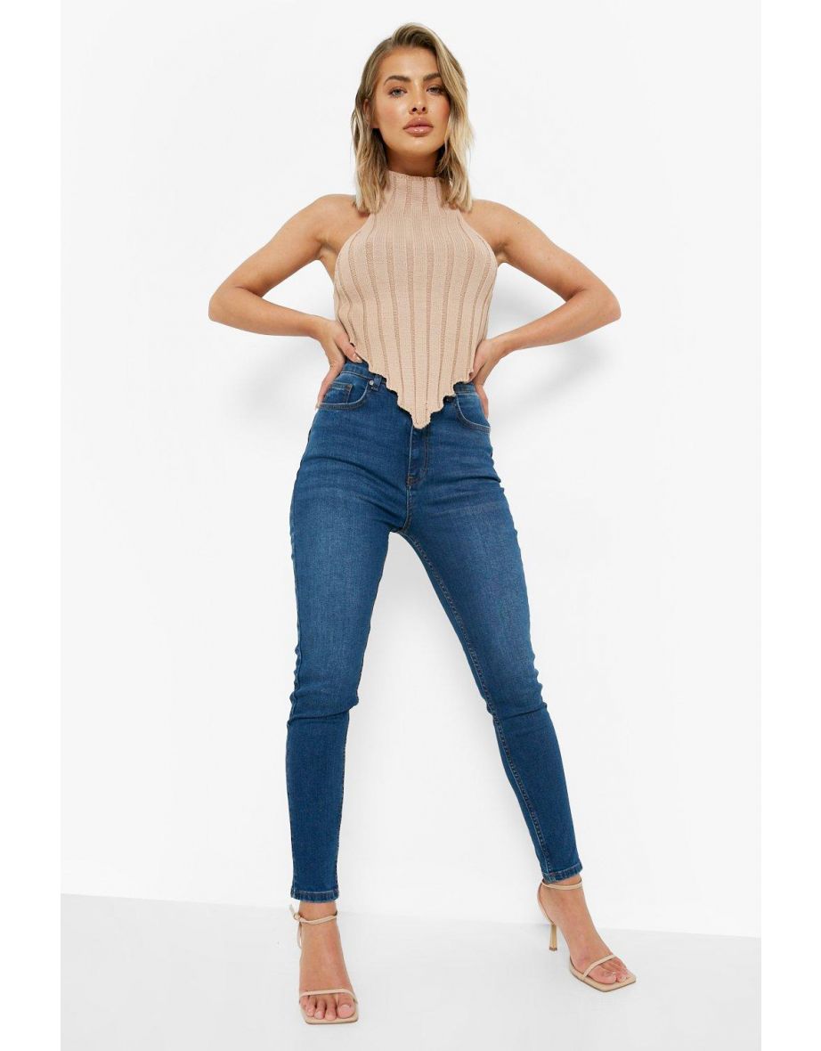 Butt Shaper Mid Rise Skinny Jeans - indigo