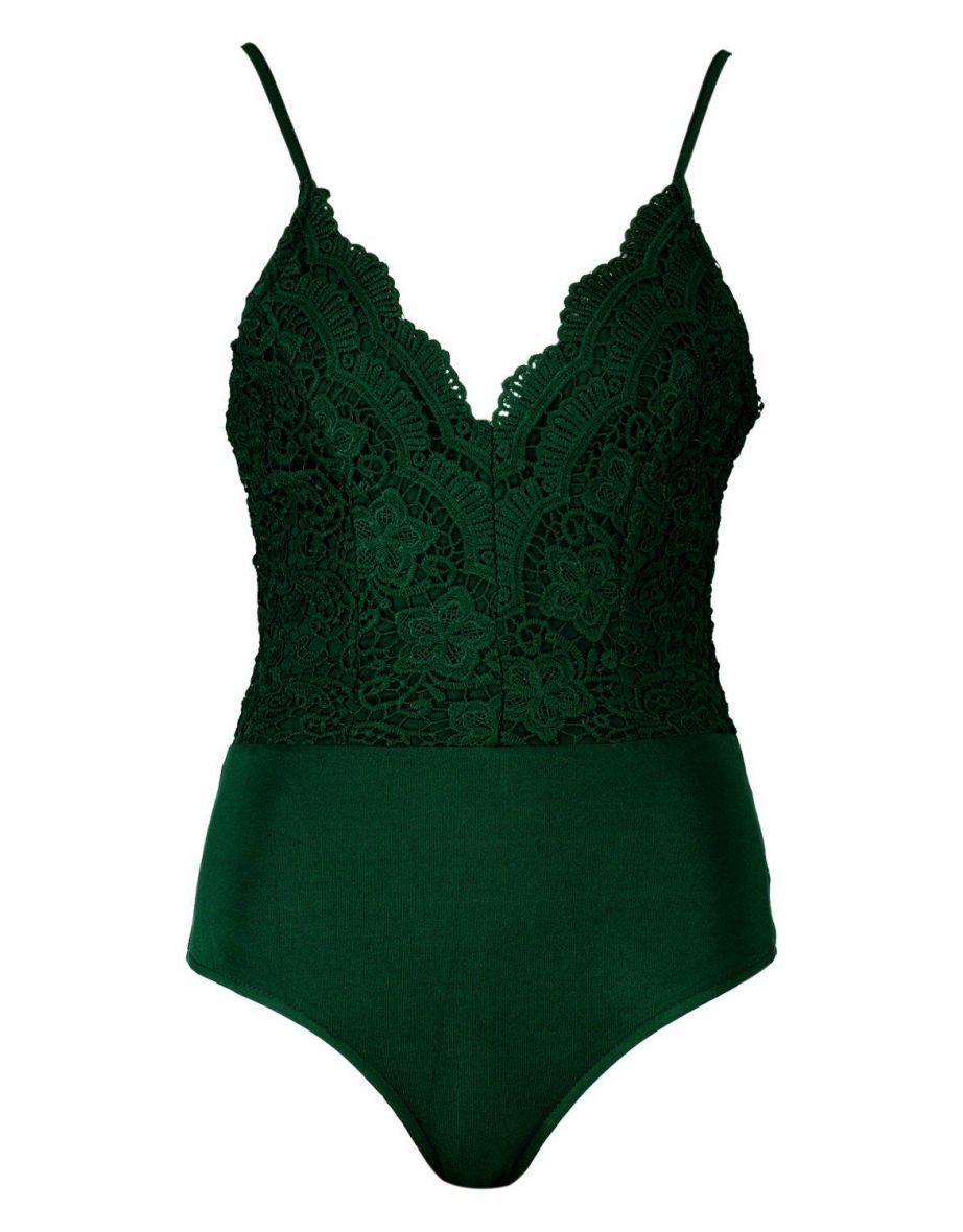Premium Lace Bodysuit - bottle green - 1