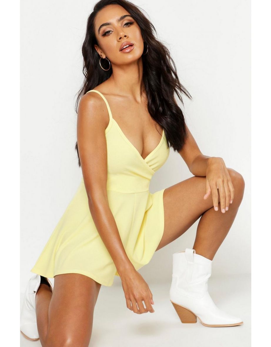 Basic Cami Wrap Playsuit - lemon - 3