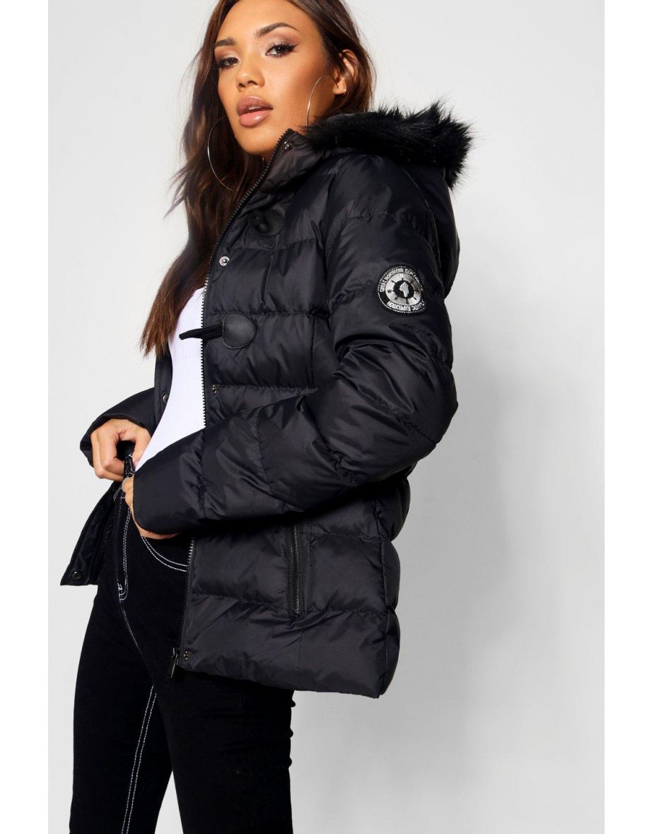 Short Quilted Bubble Jacket - black