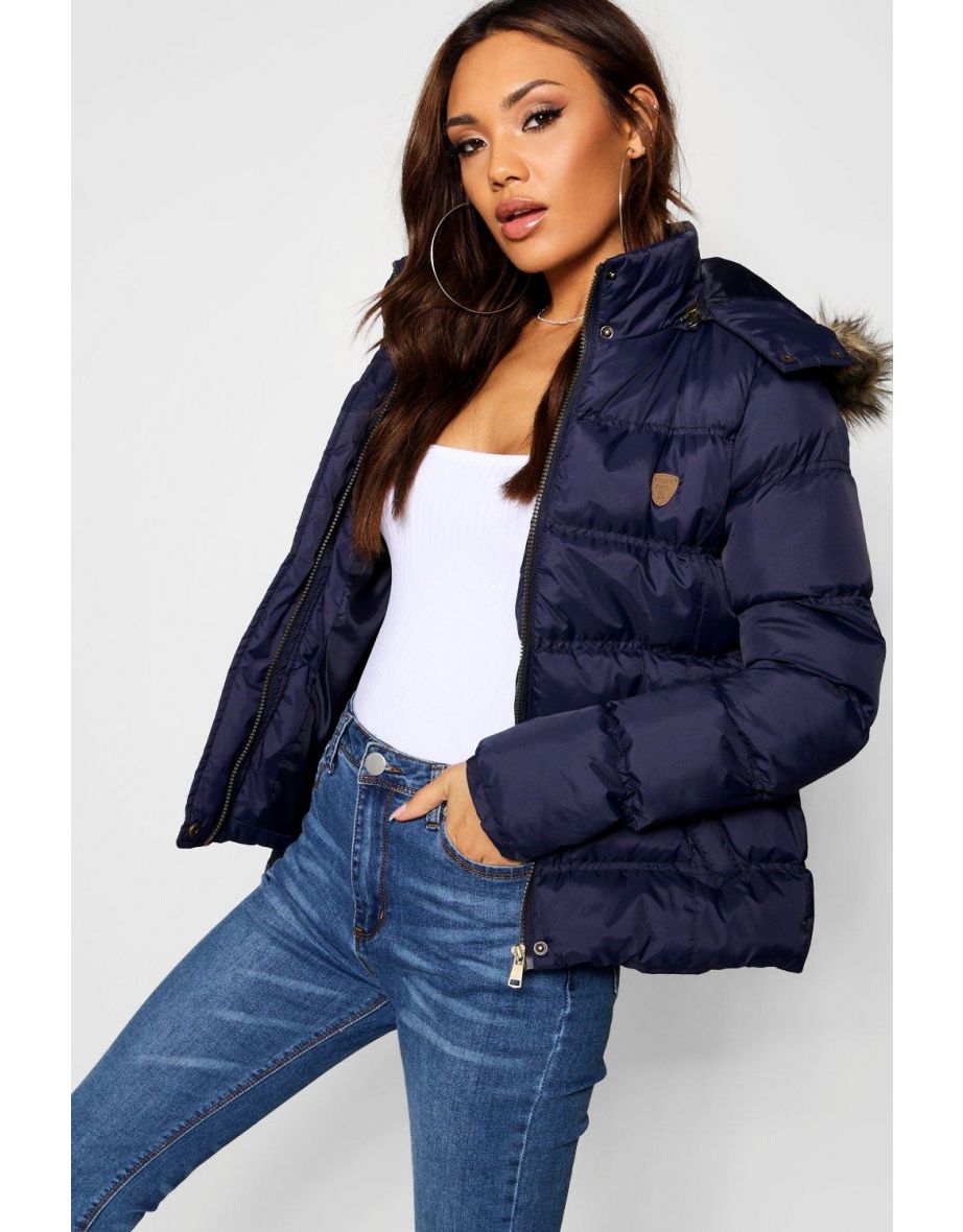 Short Quilted Jacket - navy