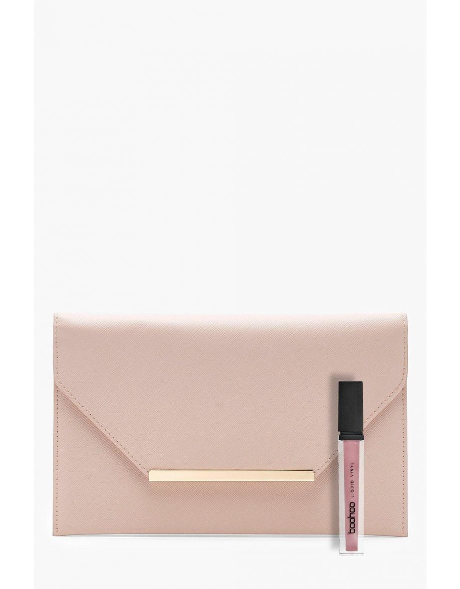 Crosshatch Clutch Bag - nude - 3