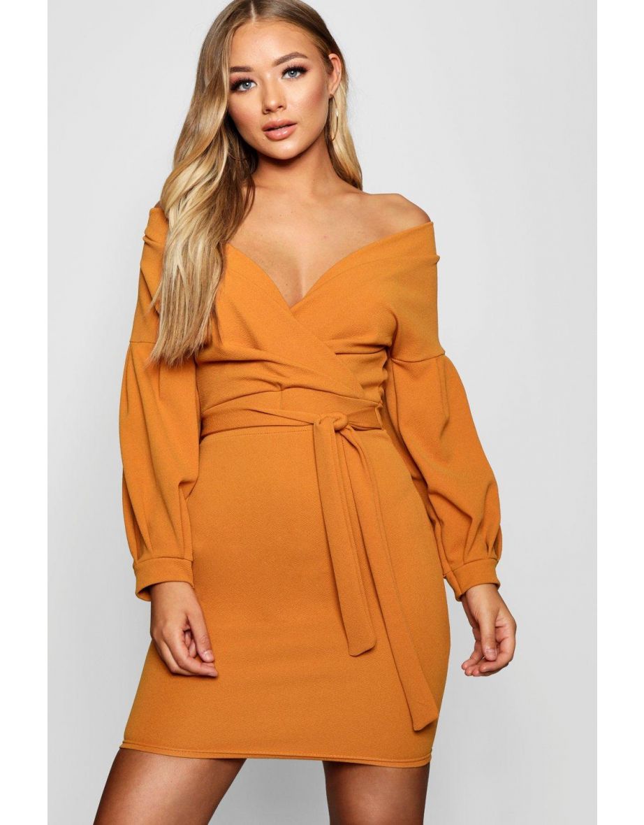 Off the shoulder hotsell wrap bodycon dress