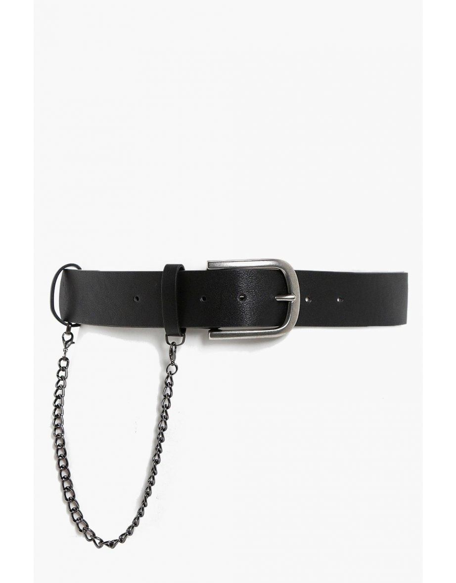 Chain Detail Boyfriend Belt - black
