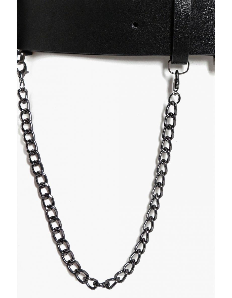 Chain Detail Boyfriend Belt - black - 1