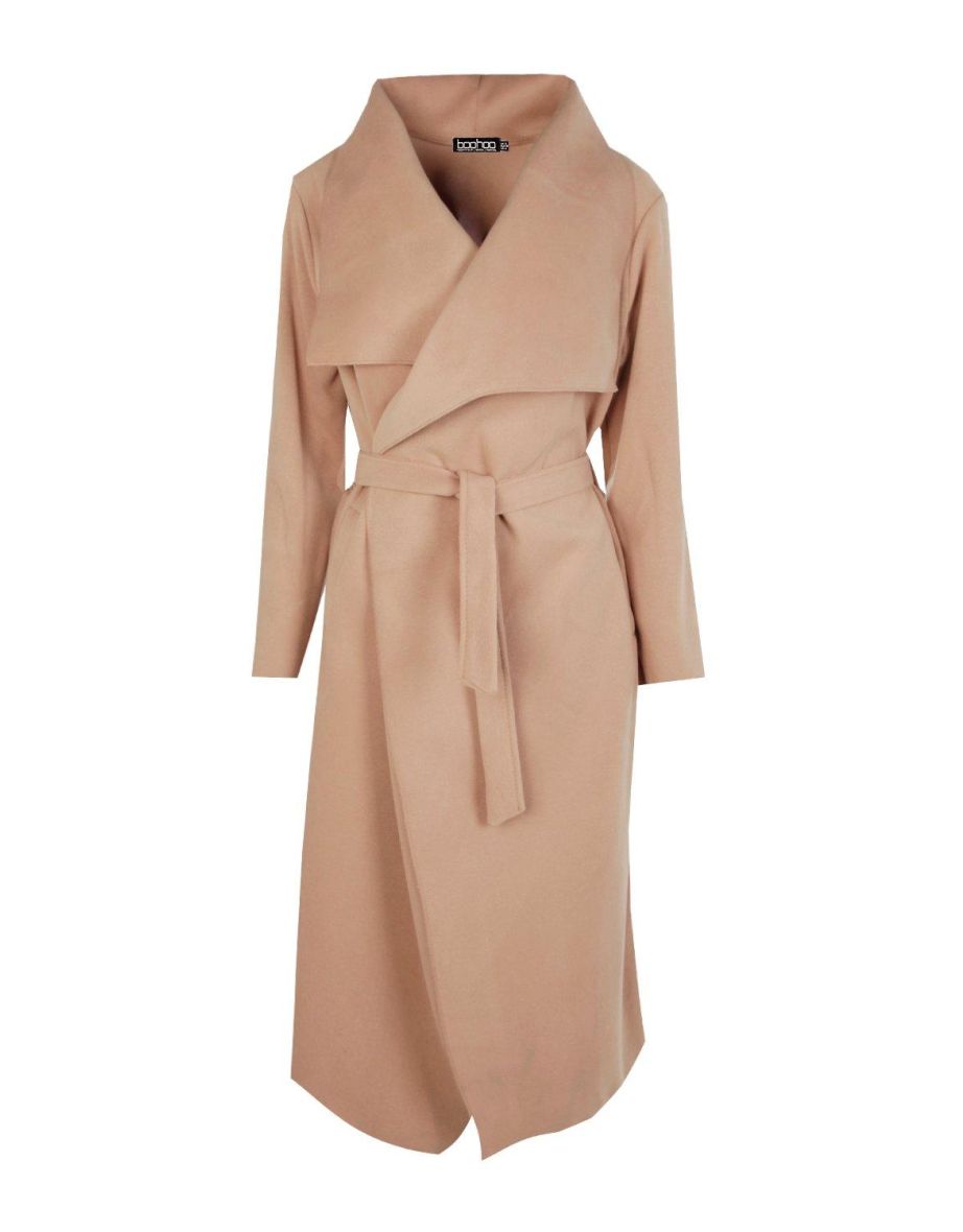 Francesca Belted Waterfall Coat - camel - 1