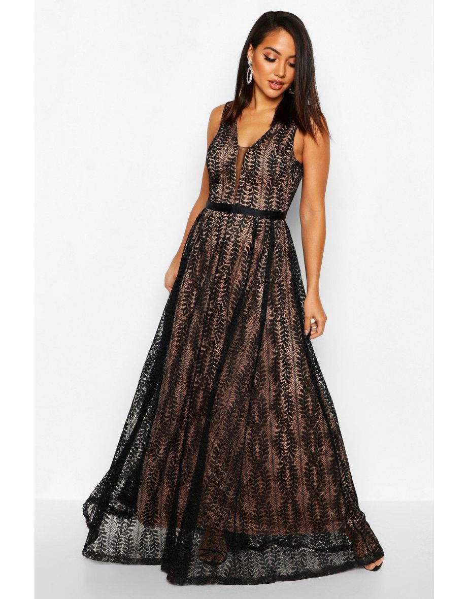 Boutique Lace Plunge Maxi Bridesmaid Dress - white - 3