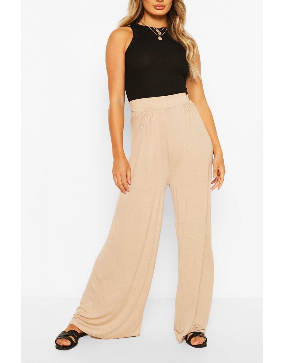 Basic Pin Tuck Soft Wide Leg Trousers - mustard - 3