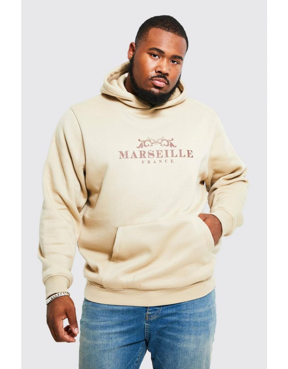 Plus Marseille City Print Hoodie - sand