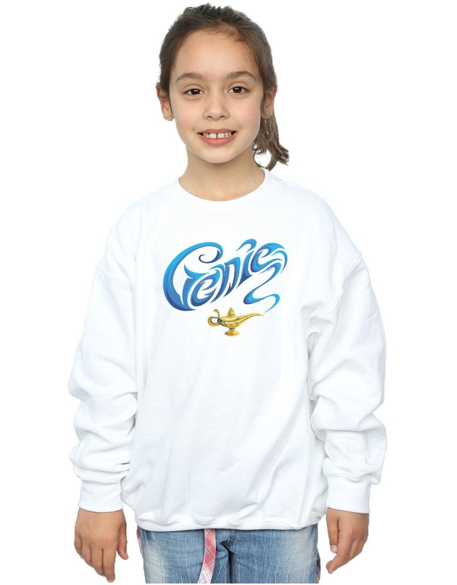 Disney Girls Aladdin Movie Genie Lamp Sweatshirt - White