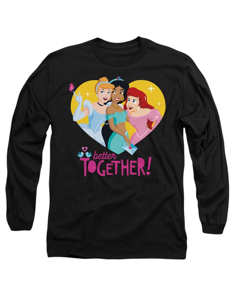 Disney Princess  Adult Better Together Valentine`s Day T-Shirt - Black