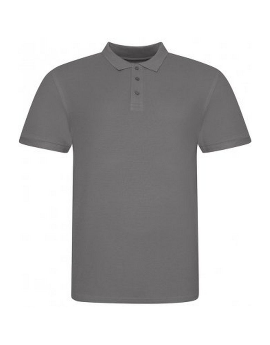 Awdis Mens Piqu Cotton Short-Sleeved Polo Shirt - Charcoal Grey