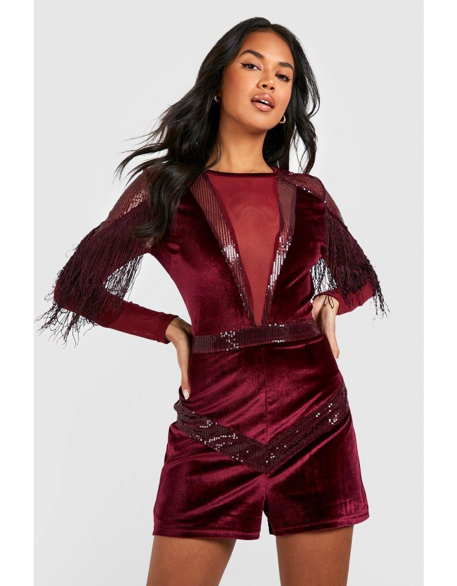 Boohoo cheap tassel playsuit