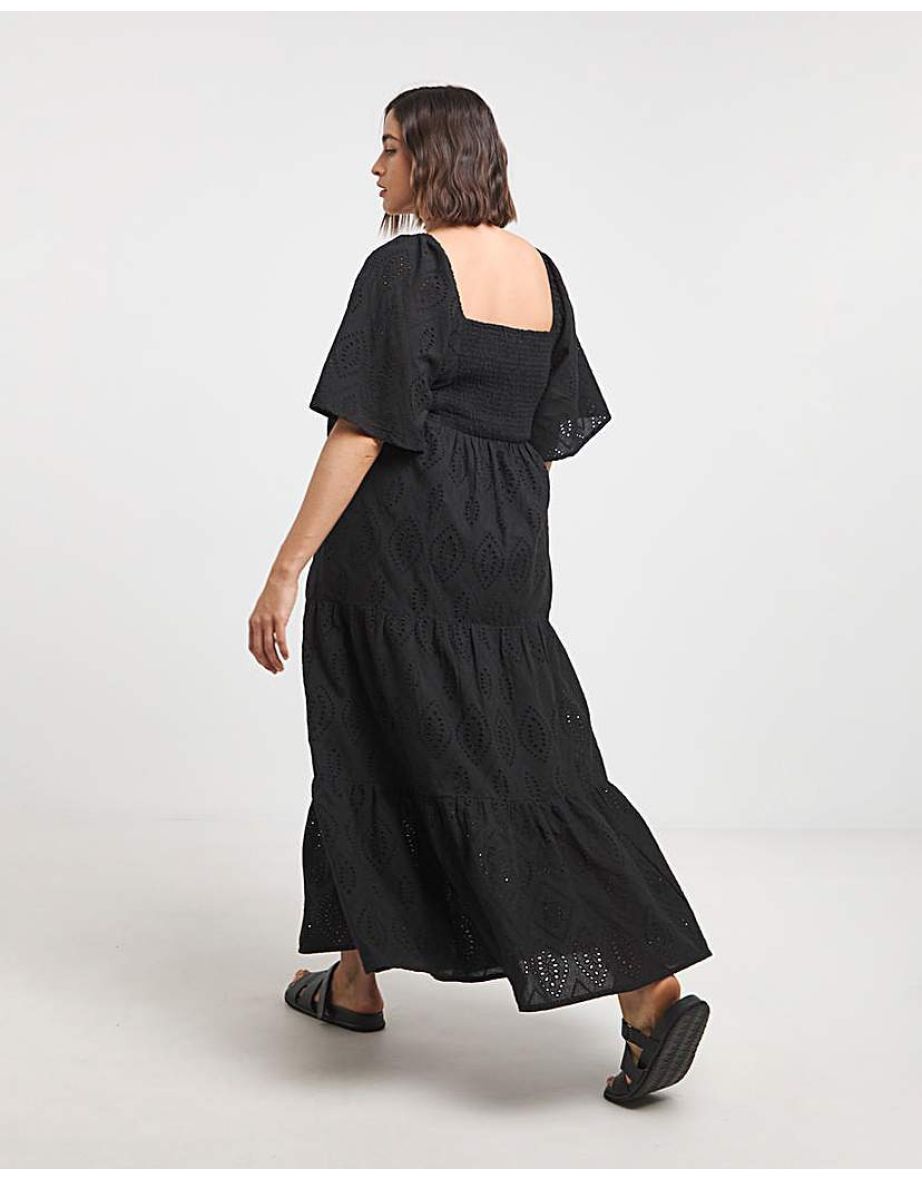 Black Broderie Maxi Dress - 4